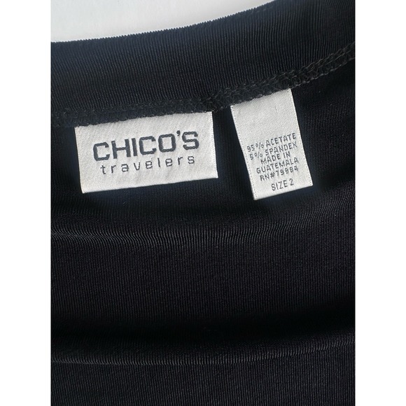 Chico's Sz: 2 Black Travelers Ruffled Babydoll Cardigan (b2a) - Picture 4 of 4